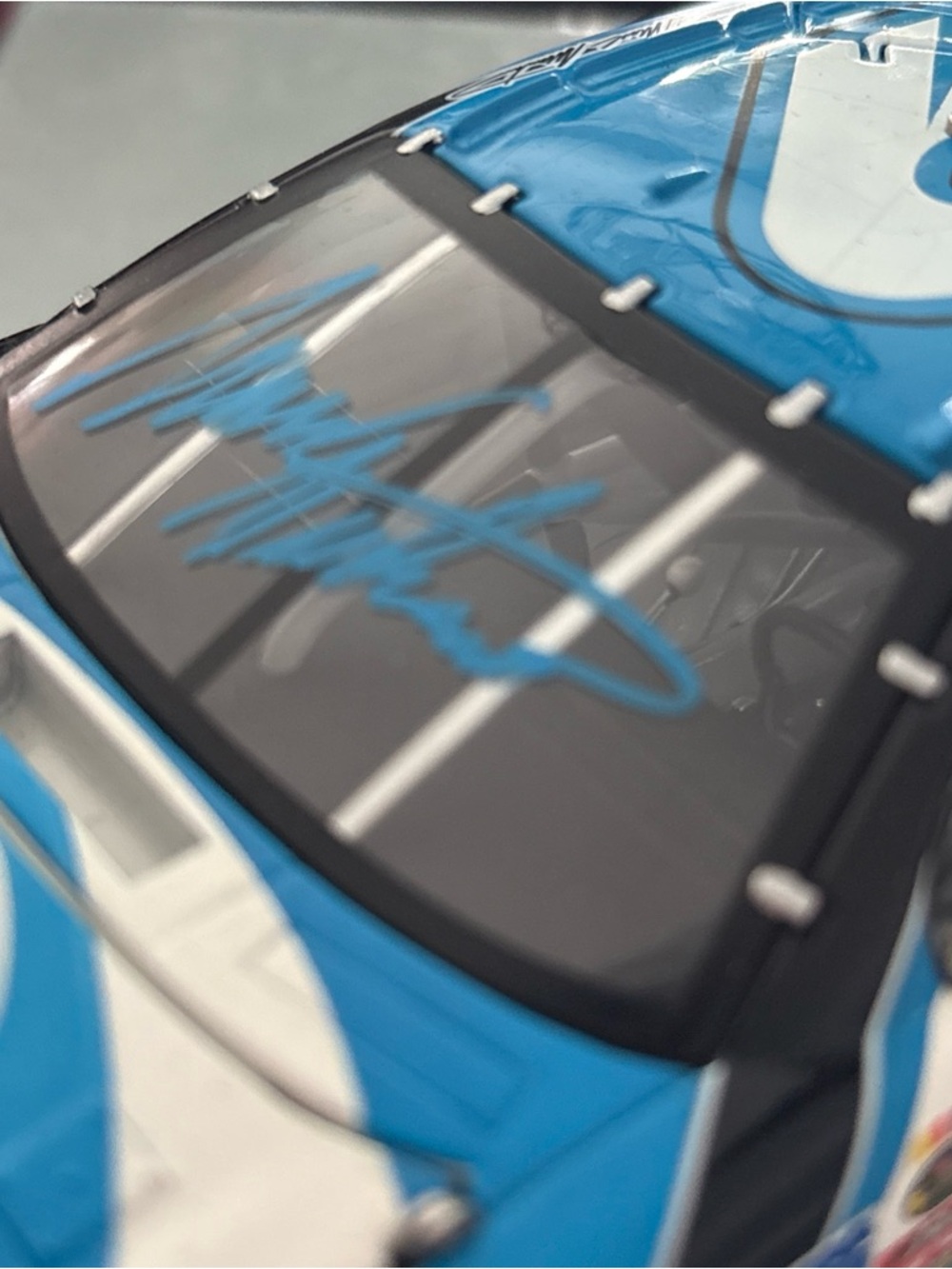 Mark Martin blue and White Racing Car Model with Signature Detail